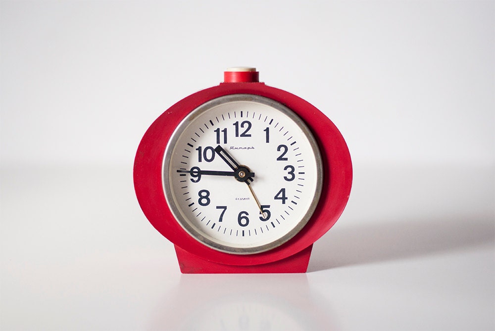 Vintage soviet mechanical alarm clock Jantar - working condition