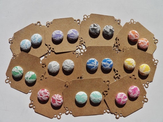 3 Button Earrings for 15 -  Button Earrings - Hypoallergenic Post - Nickle Free - Three pairs
