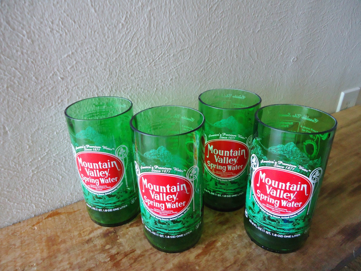 Drinking Glasses made from Recycled Mountain Valley Spring Water Bottles 24 oz Set of 4