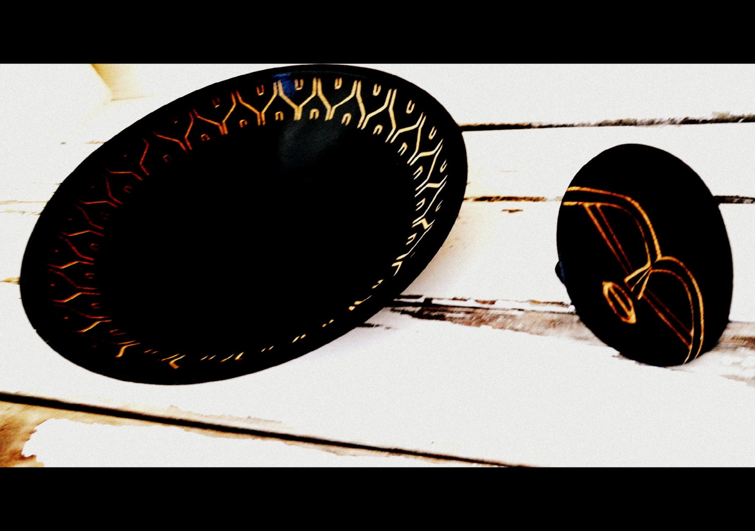 black vintage bowl- african home decor- napkin holder- black wood interior- Ethnic mask- gift for her-1980s