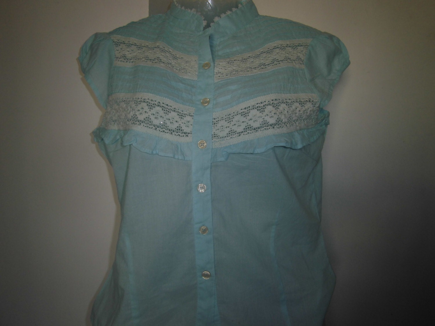 Summer Blouse: Linen Blouse, Tank Top,  Lace Blouse, Women's Blouse, Sheer Blouse, Embroidery Blouse, Aqua Blouse, Women's shirt