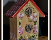 Primitive Spring  Summer Birdhouse, Primitive Candle Lamp, Primitive decoration, handmade