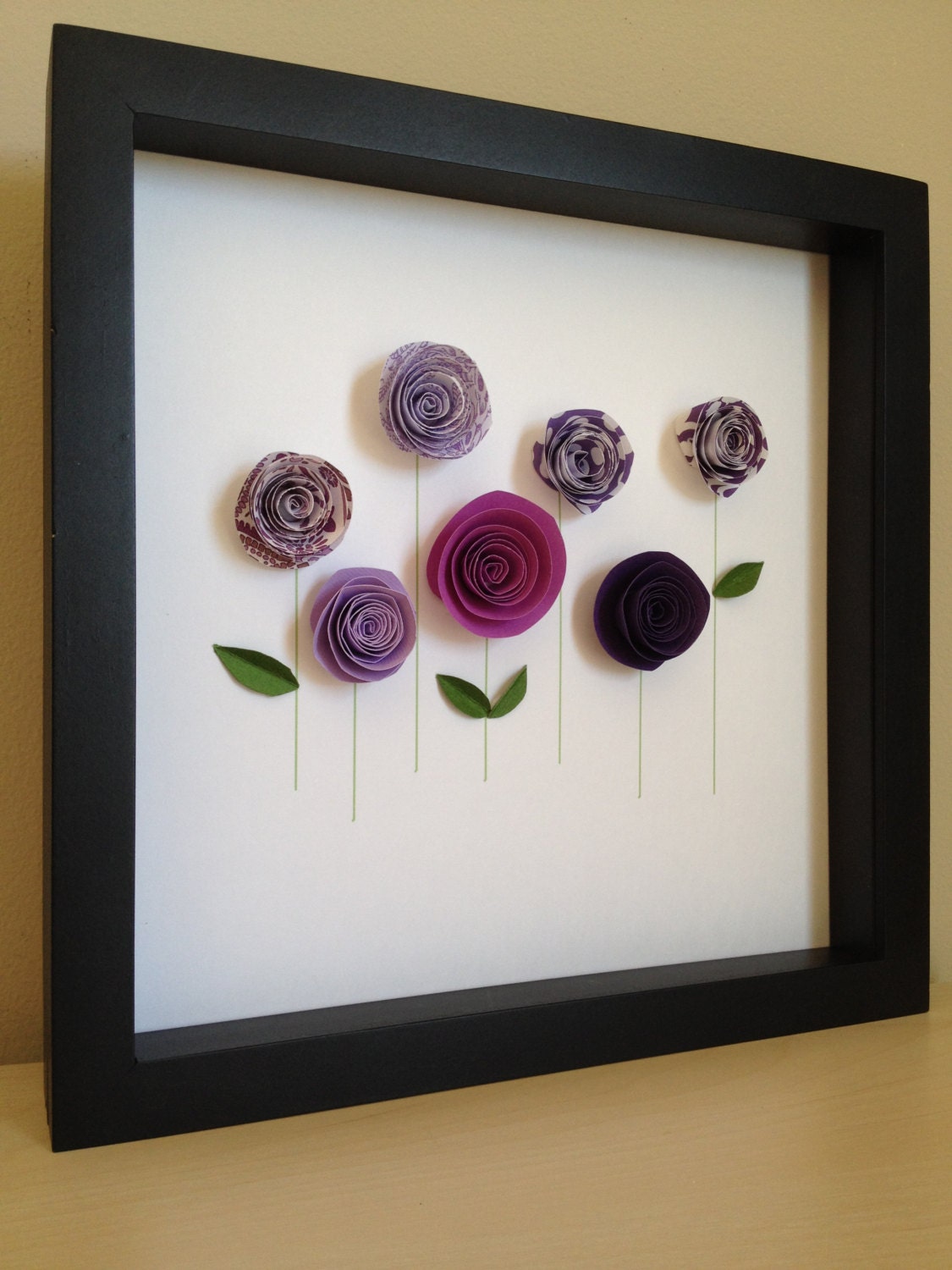 Purple Rose Garden, 3D Paper Art, Customize with your colors and personalize
