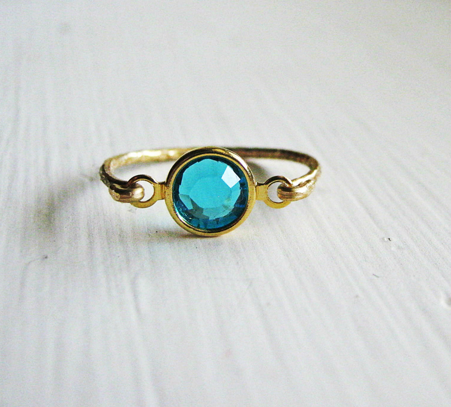 Blue Swarovski 14k Filled Gold Ring