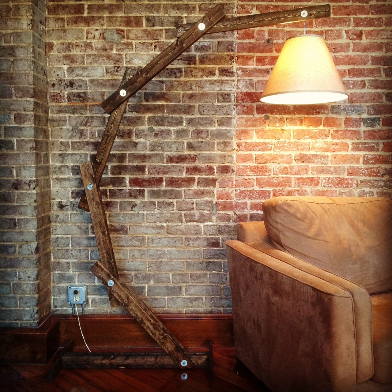 Rustic Wooden Floor Lamp