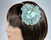 Aqua Bridal Fascinator/Headband, Wedding Accessory, Hair Piece, Bridal Headpiece, Cocktail Fascinator, Bridesmaid,Brirdal Flower- Sheri