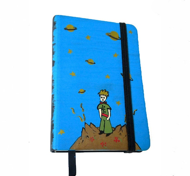 A6 Address book Moleskine style: The little prince, Artificial leather, Small-Medium,Hand painted,stationery - DropsOfArt