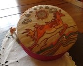 unicorn vintage jewelry trinket box:  Chinese vintage handmade embroidery unicorn jewelry trinket gift box Mothers Day accessory gift box