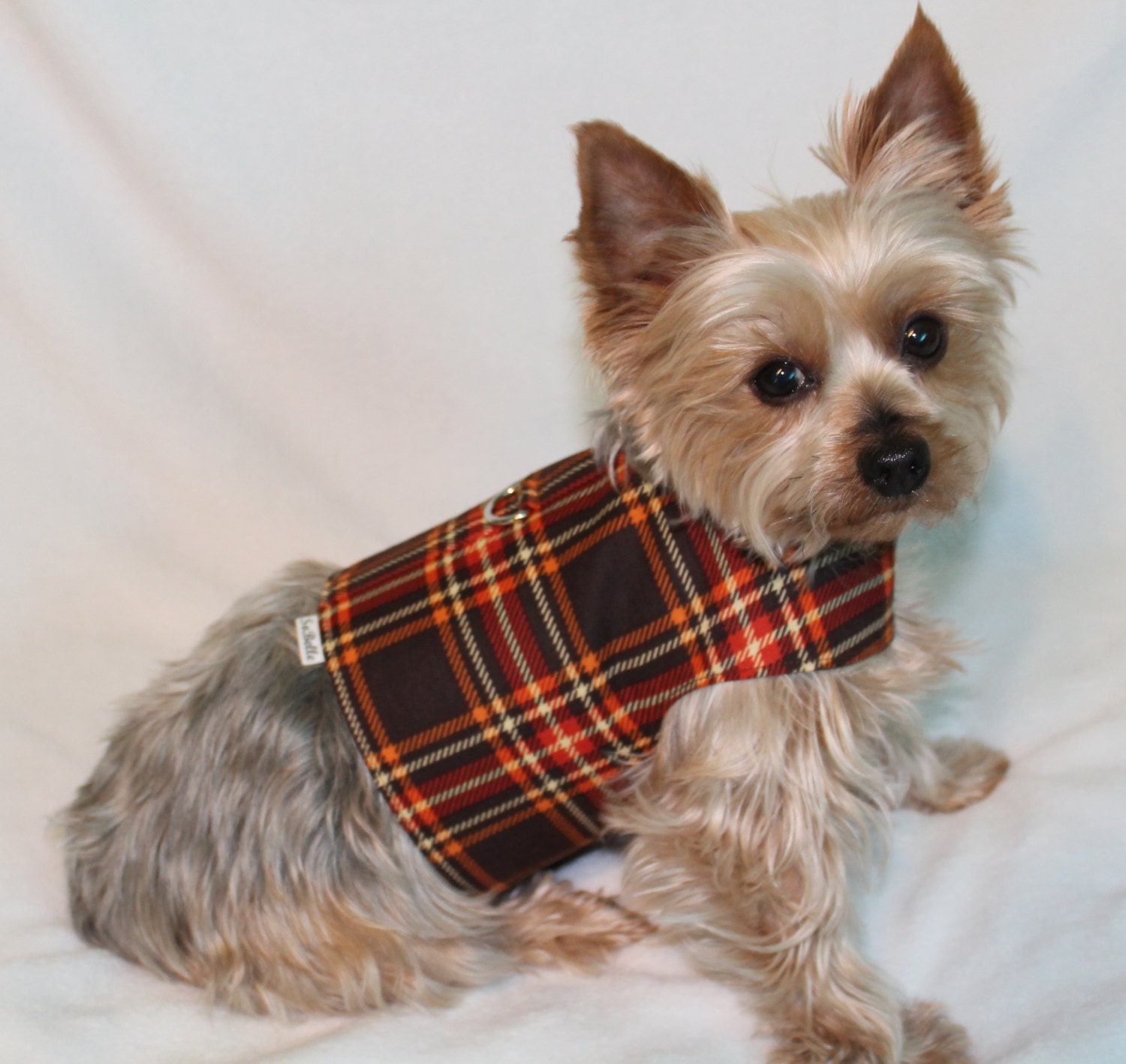 XSMALL Brown Plaid Dog Harness