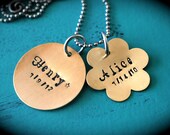 hand stamped necklace, new mom, names, custom, personalized, gift, baby shower, Mother's Day, mom jewelry,