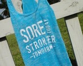 Racerback Burnout Tank. Tahiti Blue, SMALL
