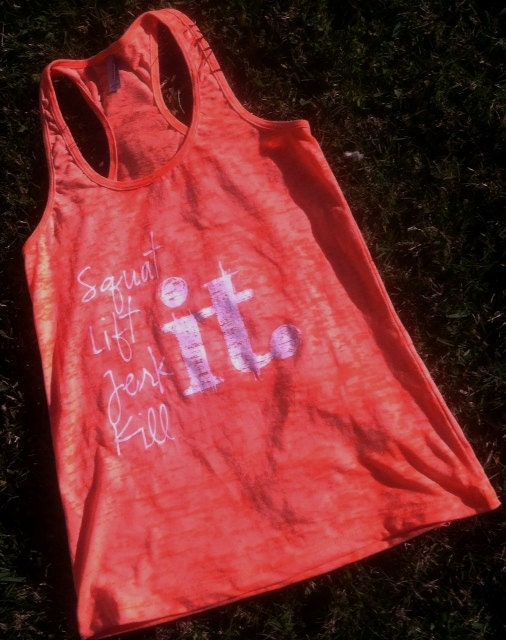 Crossfit Kill It Burnout Racerback Tank, NEON ORANGE, MEDIUM