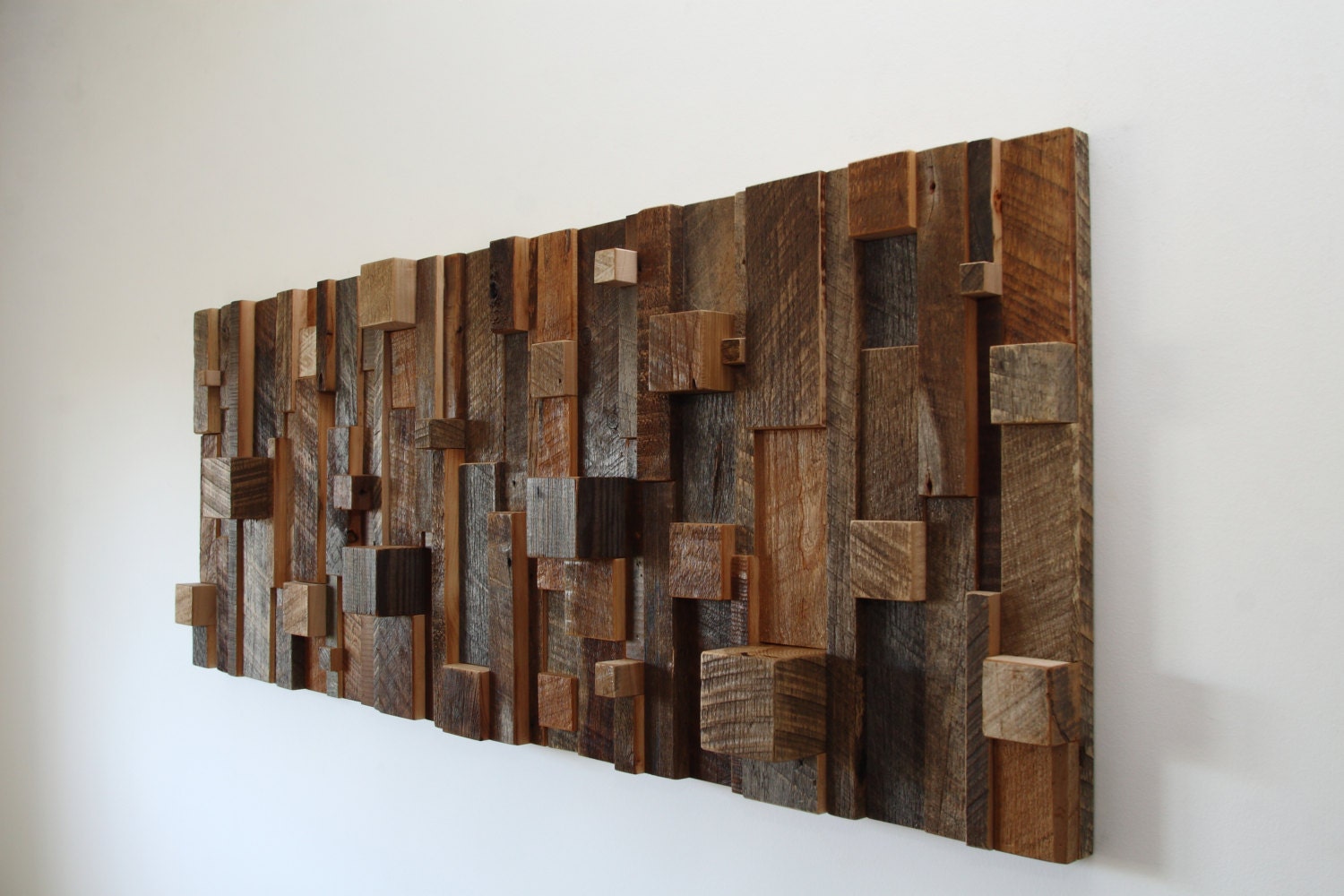 Reclaimed wood wall art 48"x18"x3.5" made of barnwood