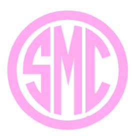 Monogrammed Car decal  5 inches circle frame monogram you choose color and personalization