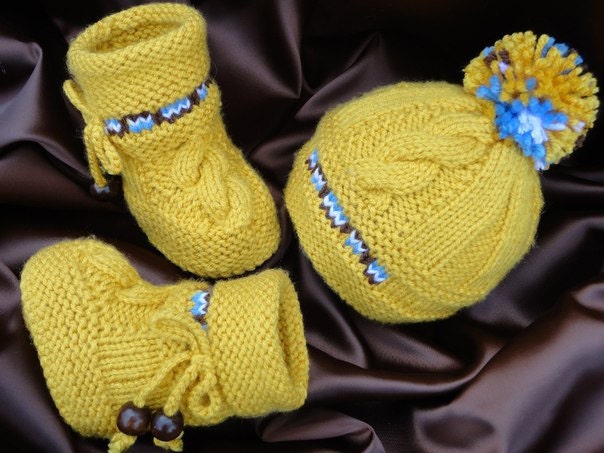 Baby Crochet Shoes Baby Winter Hat Knitted Baby Booties Baby Set Newborn Knitted Set Baby Booties Baby Shoes Kids Hats Handmade Toddler Boy