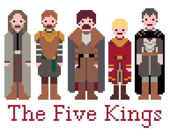 Game of Thrones Cross Stitch Pattern - The Five Kings (PDF) INSTANT DOWNLOAD