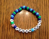 I Heart Vegan Boys Bracelet - Pony Beads Vegan Vegetarian Kitsch
