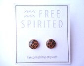 Leopard Print-Handmade-Resin Finish Steel Post Earrings-Tan/Brown/Black