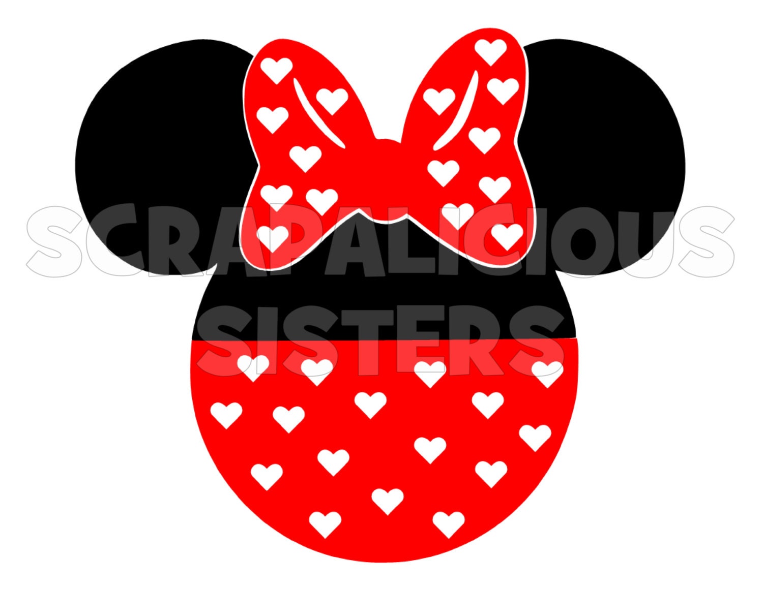 8" Personalized Valentine Themed Minnie Mouse With Hearts Iron On Vinyl Decal for Adult Size T-Shirt