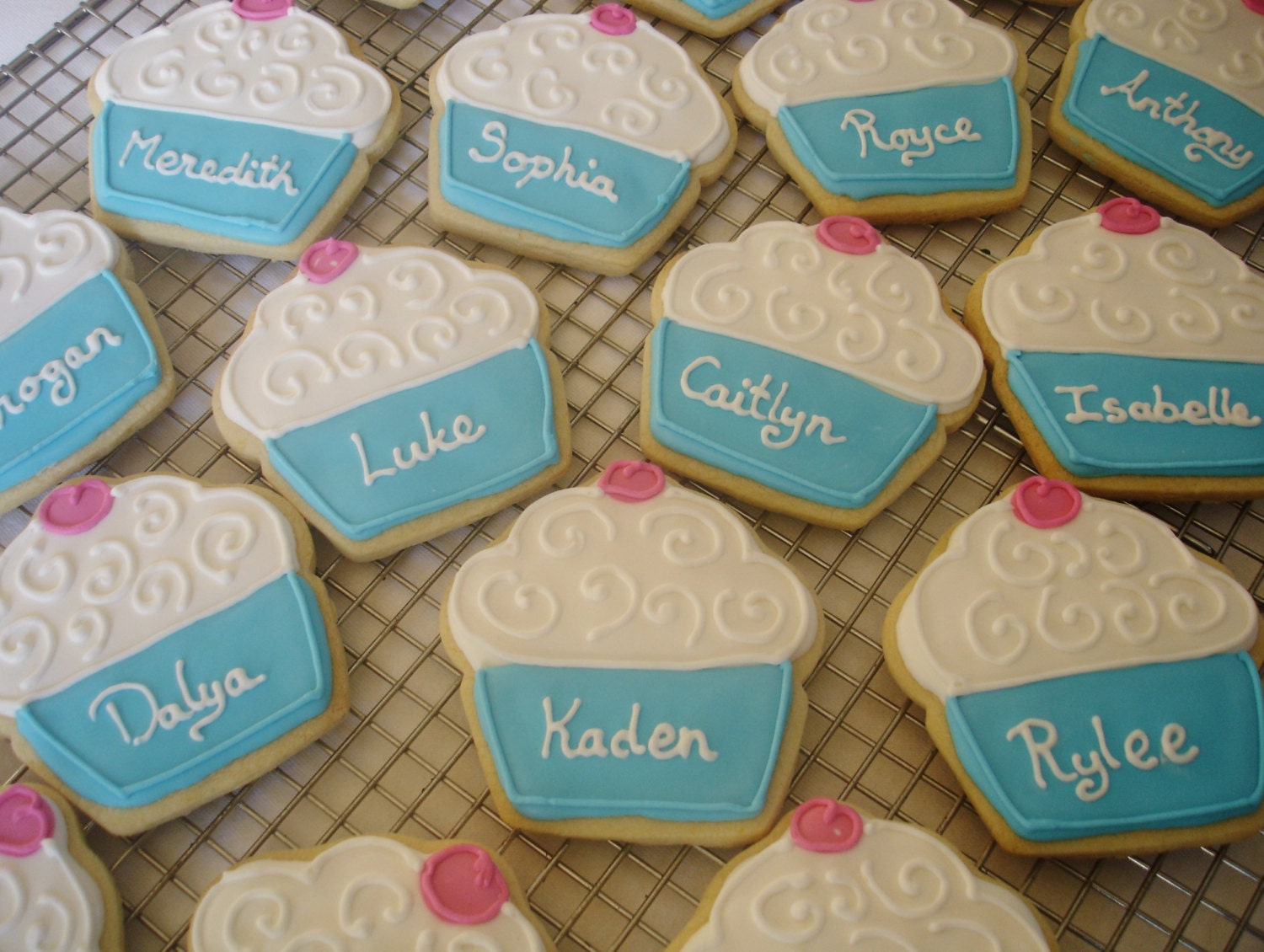 Cupcake decorated cookie favors, Personalized Design,1 Dozen