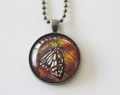 Collectable Art Necklace - Swamp Tiger Butterfly - Trendy Fashion Accessory - Tiny Watercolour Painting