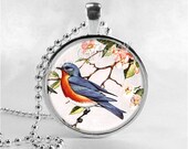 Bluebird Necklace Art Pendant Jewelry with Ball Chain, Blue Bird Jewelry, Blue Bird of Happiness