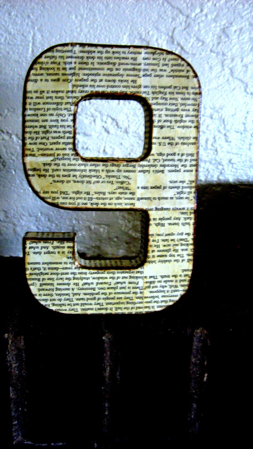 box number - paper mache - vintage customize - old book - 3D number - book lovers - medium size - giveaways - room decor - birthday - gifts