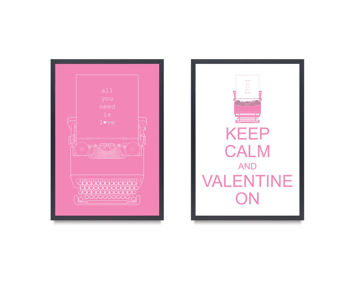 Set of Two Olivetti Valentine Typewriter and The Beatles Lyrics Inspiration 13x19