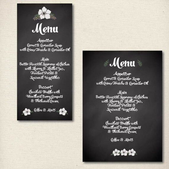 Rustic, Floral, Chalkboard, DIY Printable Wedding Menu Il_570xn