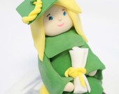 Fondant Cake Topper Graduation Girl 1 qty Edible Cake Topper for Graduate - Specify Colors for Grad Cake