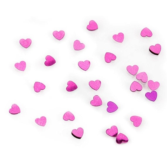 Metallic Hot Pink Heart Confetti - 6MM in Size - Approx. 14 grams - Craft Party Supplies Il_570xn