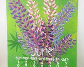 On Sale June Calendar, 1985 Nikki Schumann Calendar , Summer Print , Calendar Print , Blue Floral Art