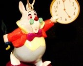 WHITE RABBIT Alice In Wonderland Bunny Walt Disney  Movie PVC Ornament Toy Cartoon Figure Figurine Christmas Holiday Decoration