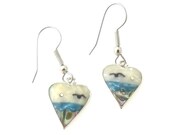 Alpaca Heart Shape Sea Scene Earrings