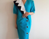 Vintage 1980s Avant Garde/Abstract/Geometric Electric Blue Statement Dress