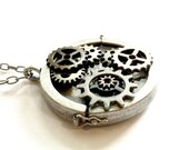 Steampunk Gears Locket Pendant Steampunk sliding locket Handmade Graduation Gift Free US Shipping