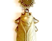 Steampunk Scarab Necklace brass scarab and gears necklace Handmade Graduation Gift Free US Shipping