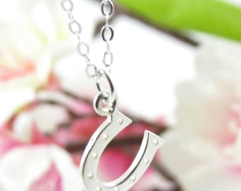 Tiny Necklace, Tiny Horseshoe Necklace, Horseshoe Necklace, Sterling Silver Chain, Sterling Silver Jewelry Handmade