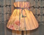 Pink Chintz Lampshade for Small Table Lamp. Fabric over White Wire Cage. Creates a Lovely Glow.