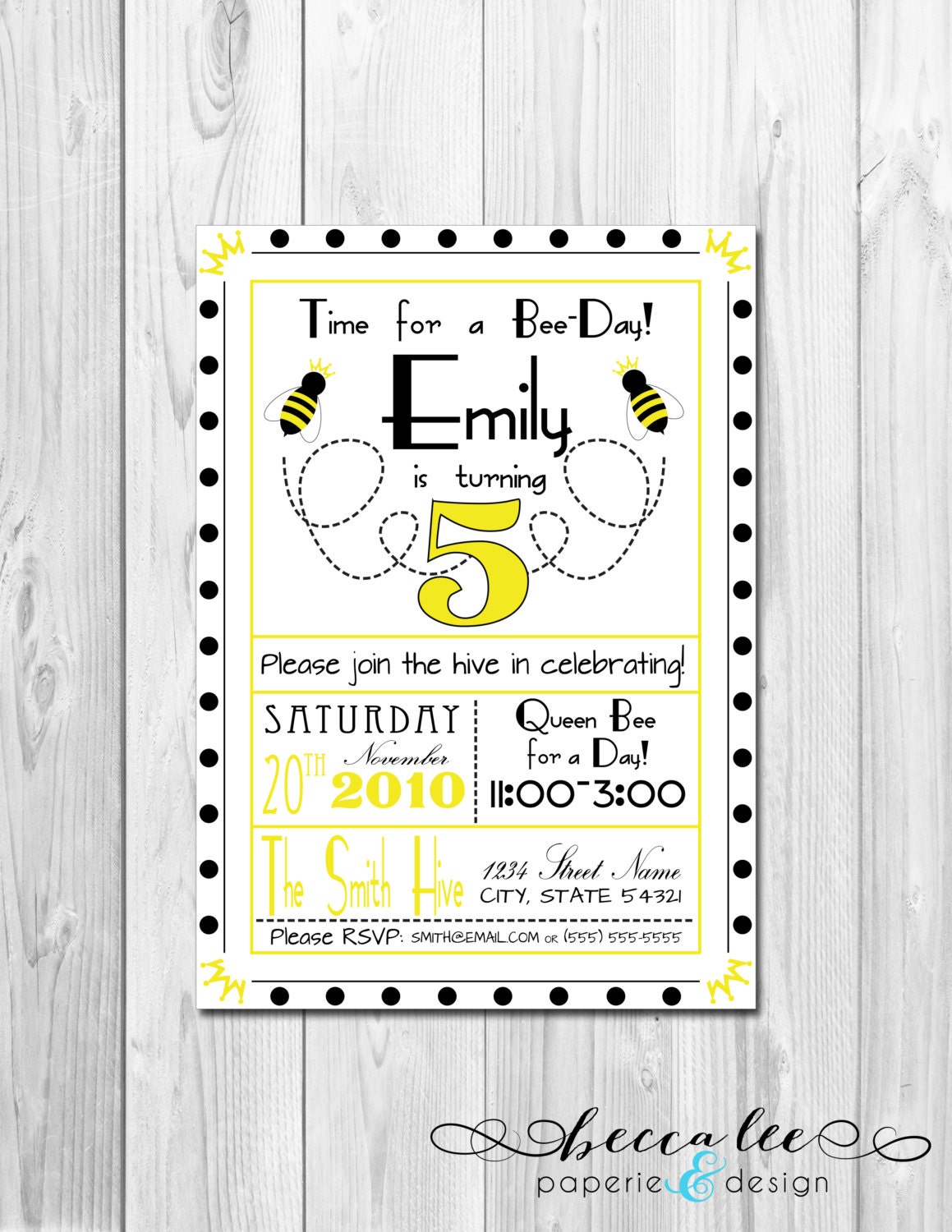 Queen Bee Theme Party Invitation - DIY - Printable Il_570xn