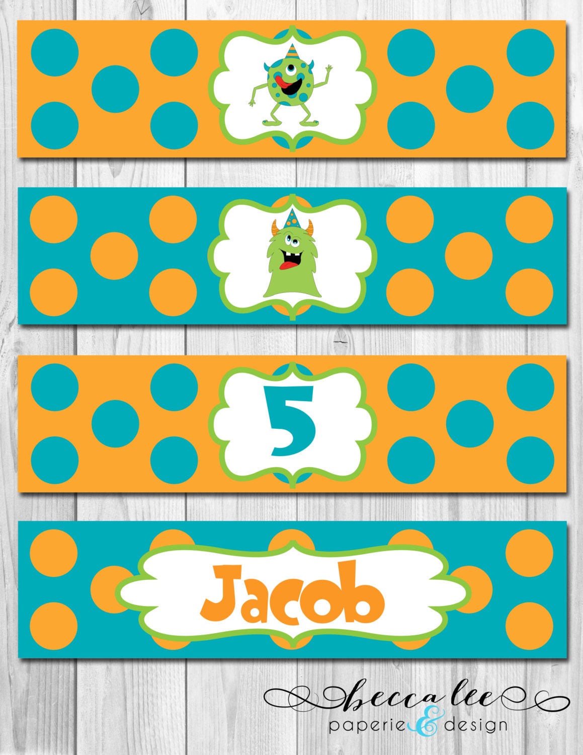 Little Monster Water Bottle Labels - DIY - Printable Il_570xn
