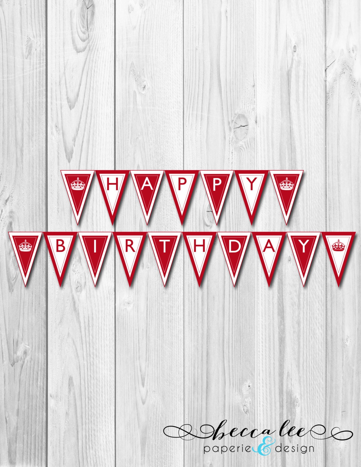 Keep Calm & Party on Theme Happy Birthday Pennant Style Banner - DIY - Printable Il_570xn