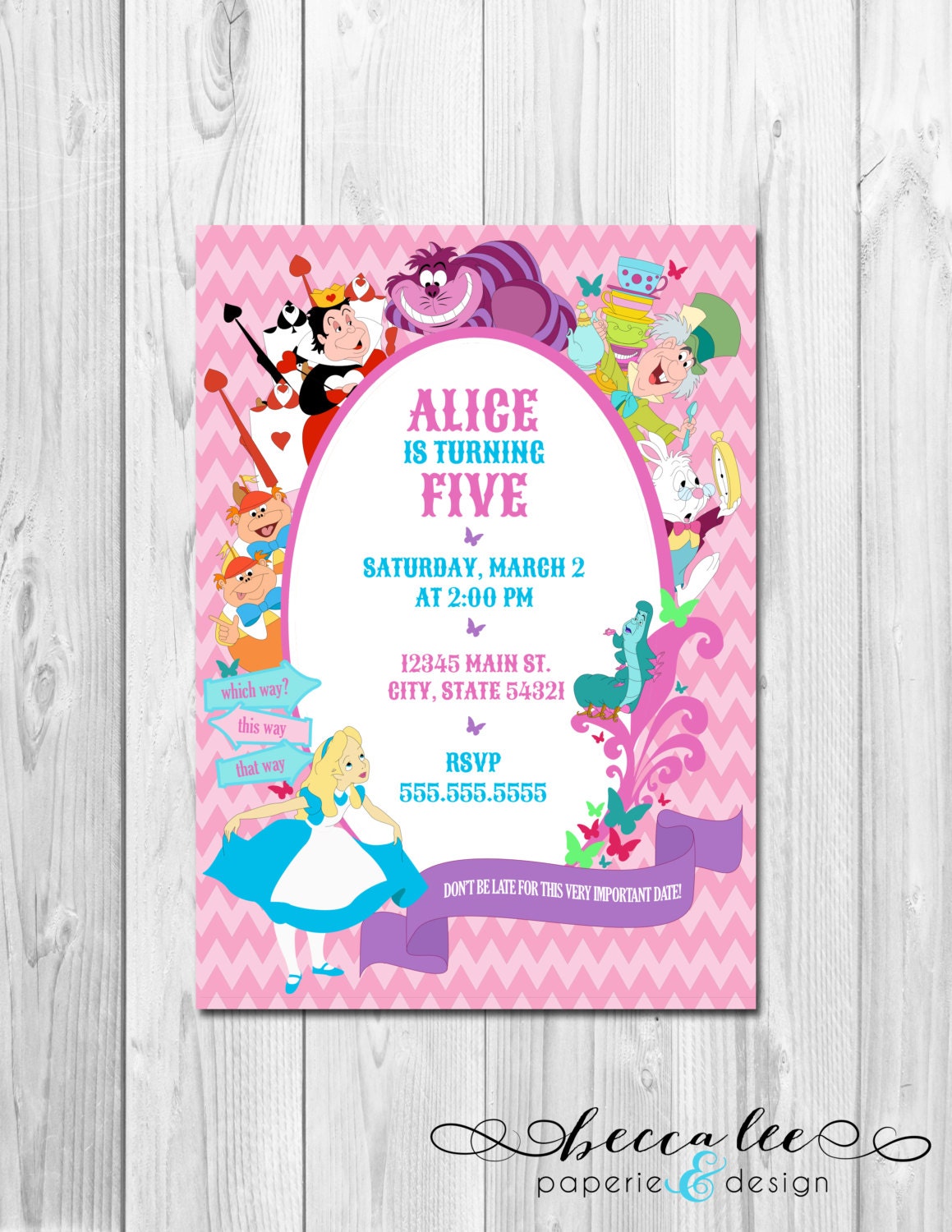 Alice in Wonderland Theme Party Invitation - Alice & Friends - DIY - Printable Il_570xn