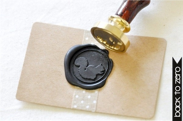 Squirrel Gold Plated Wax Seal Stamp x 1 - BacktoZero
