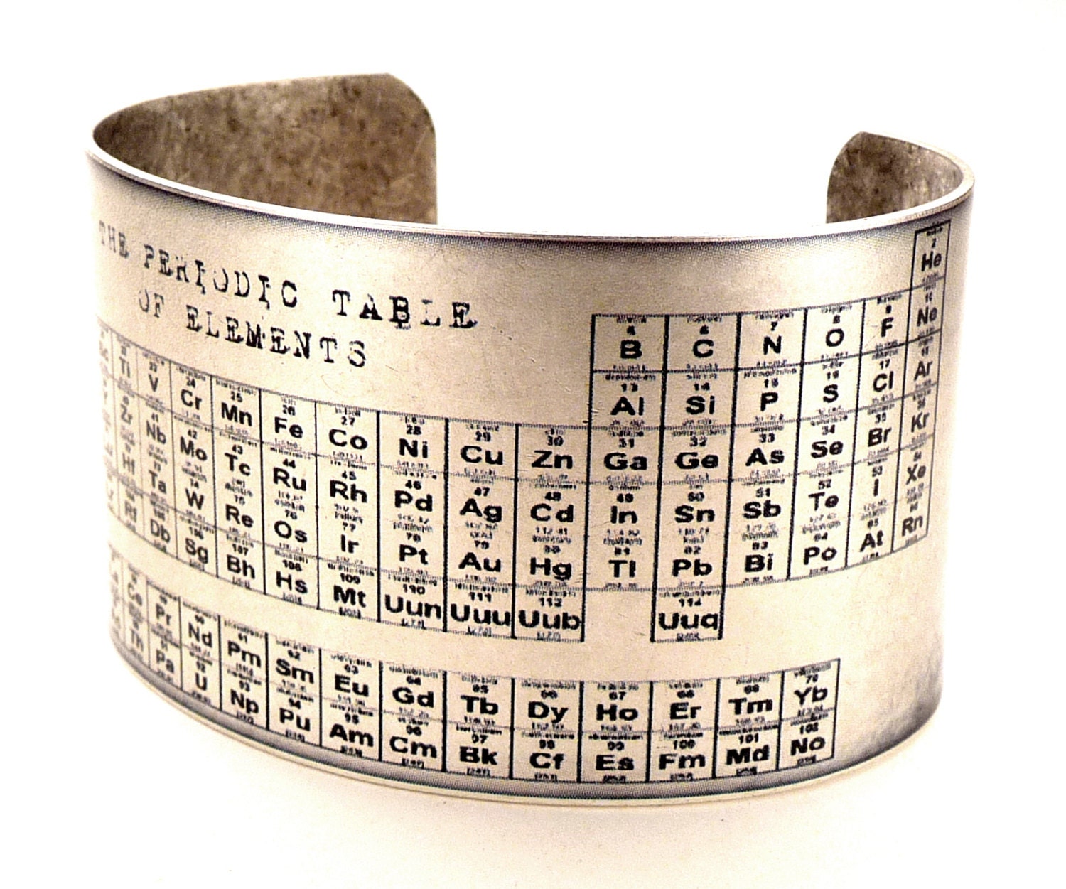 Periodic Table of Elements Brass Cuff Bracelet, Chemistry Jewelry, Science Jewelry