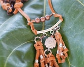 felicity-leather fringe with copper and silver beads
