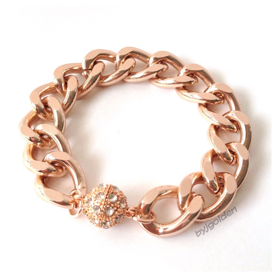 SALE Rose Gold Magnetic Pave Ball Chain Bracelet