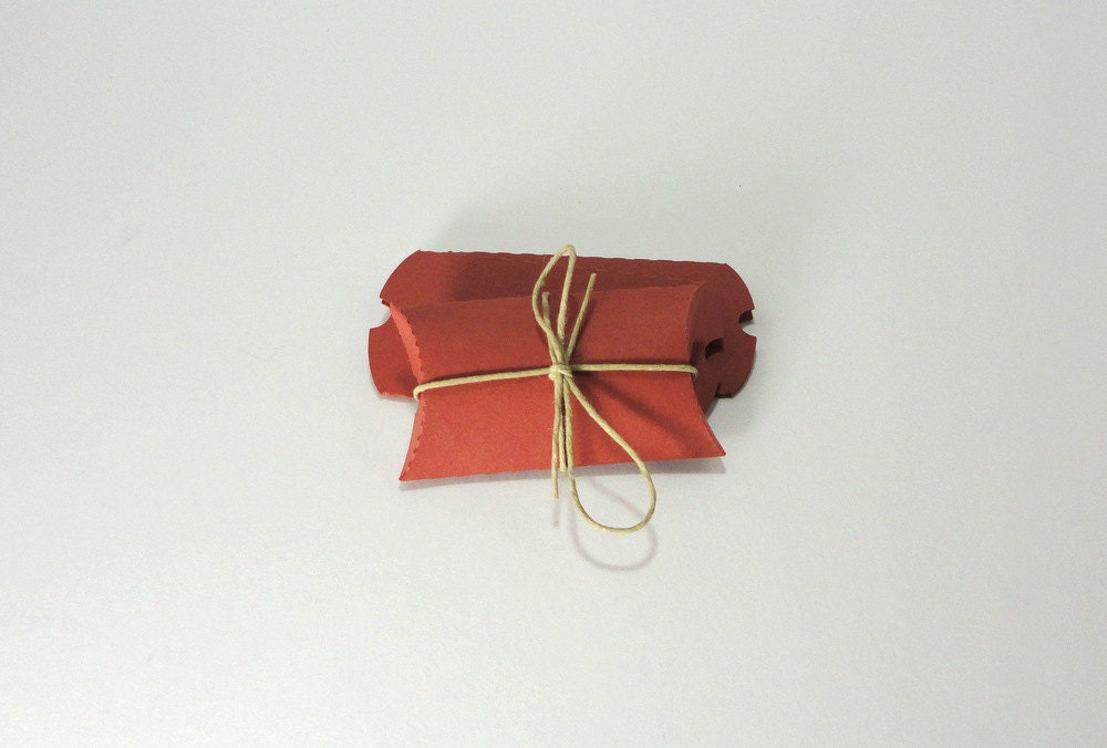 12 Mini Recycled Pillow Box - Brick Red Il_570xn