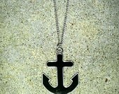 NECKLACE Sail Boat Ship Ocean silver tone Nautical black ANCHOR charm pendant link curb adjustable chain men women fashion jewelry