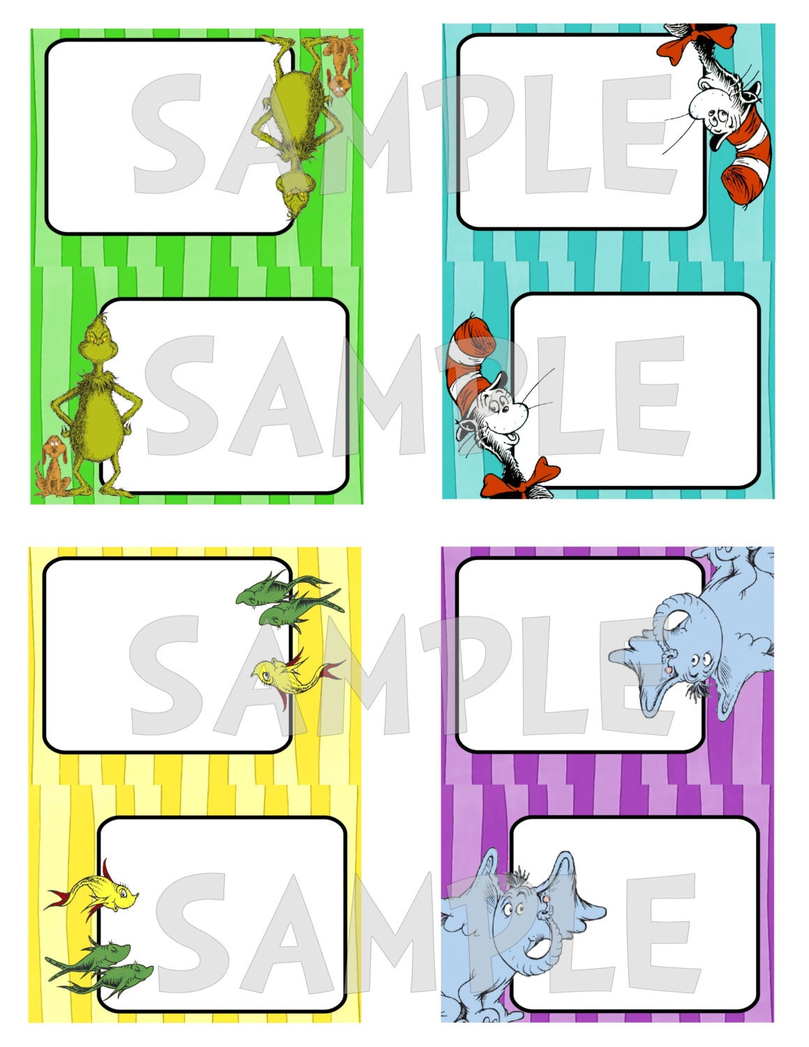 DR. SEUSS Food Tents Stripes The Cat in the hat and the Gang Pastel Colors other party supplies avaliable